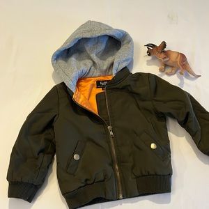 BARDOT Fully Lined Warm Cargo Zip Up Denim Alt Jacket  with Hood Unisex 2T